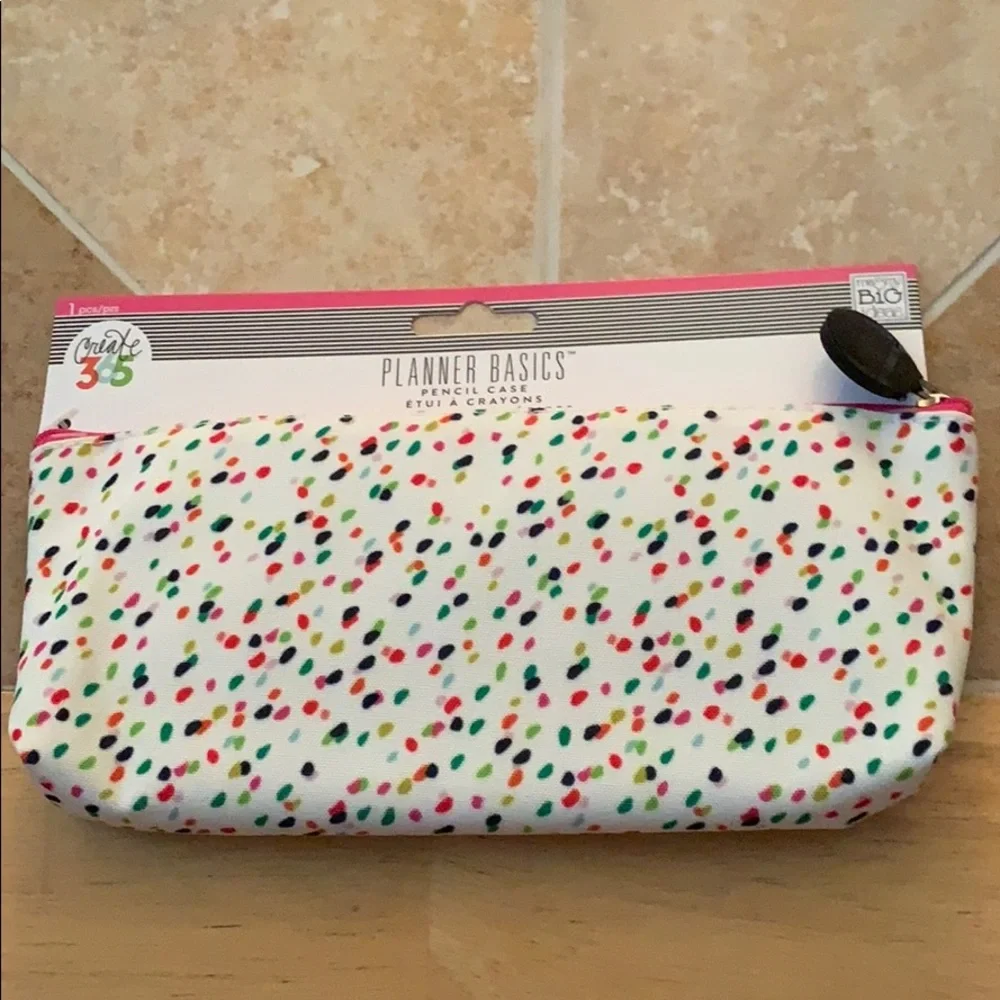 Happy Planner Basics Graphic Multi Colored Confetti Pouch / Case.